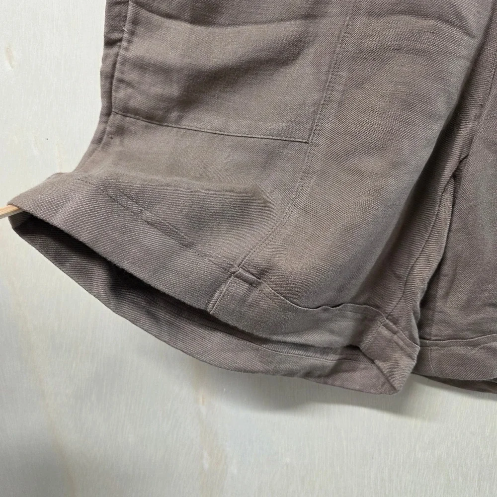 J. Jill Beechnut Brown Linen Rayon Blend Elastic Waist Patch Pocket Shorts S NEW